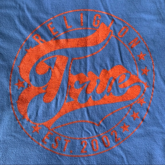 True Religion Graphic Logo Striped Sleeve T-Shirt - Picture 5 of 12